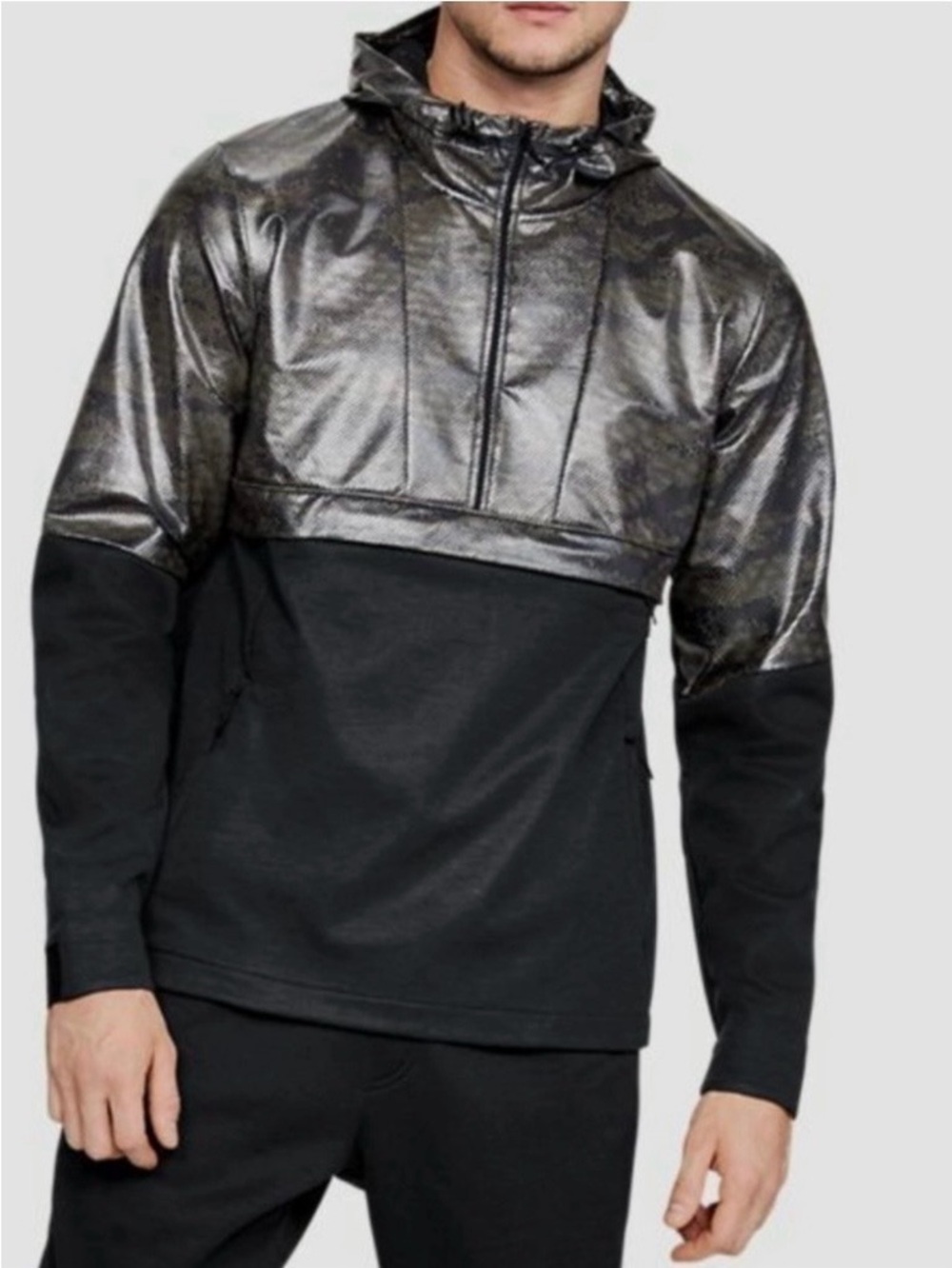 Under Armour Mens Hybrid Anorak 1/2 Zip Pullover Men’s Large Gray Camo New NWT